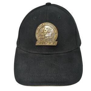 75th Anniversary Hoyt Archery Strapback Baseball Cap Black One Size Vented Holes